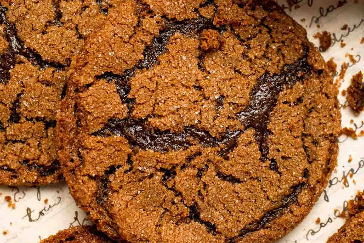 Sourdough Spicy Molasses Cookies with Cinnamon Chips